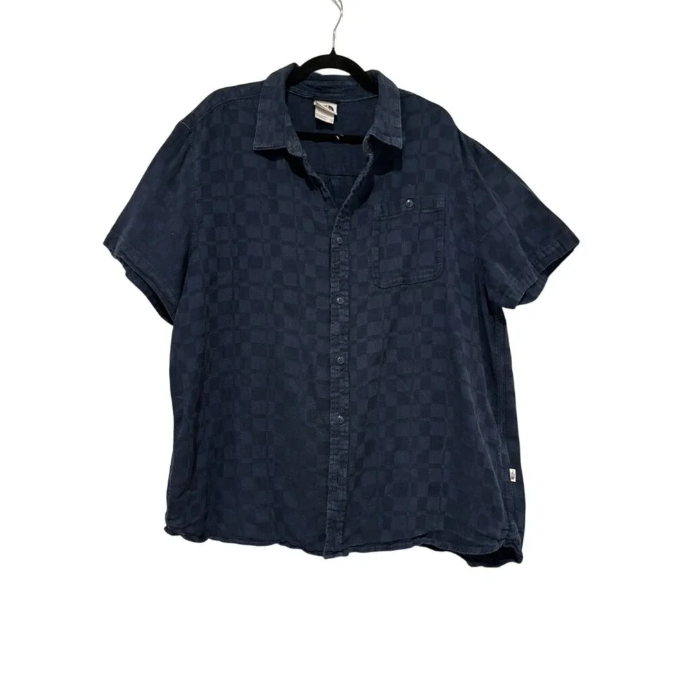 North Face sz XXL men's cotton/hemp button down collar short‎ sleeve shirt H